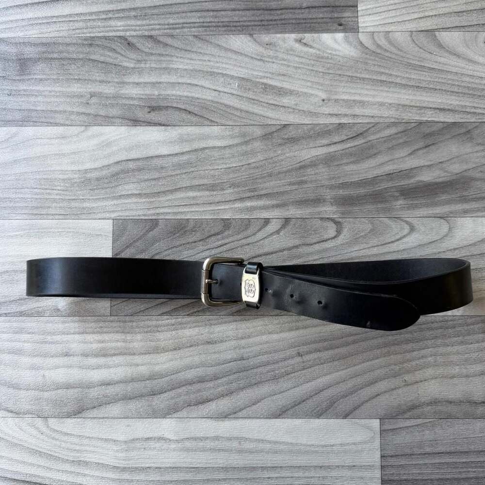 Vintage Y2K Route 66 Black Leather Belt